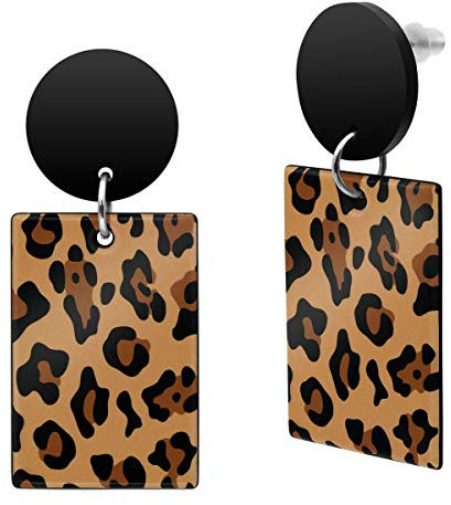 Soul-Cats Ohrstecker Ohrhänger Leo eckig Animal Print Statement im 80er Jahre Look