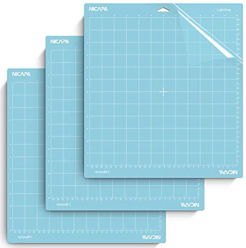 NICAPA Matte Light Grip Schneidematte für Cricut Maker 3/Maker/Explore 3/Air 2/Air/One (30,5 x 30,5 cm, 3 stk) Blau Schneidematten Ersatzzubehör