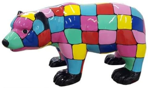 Casa Padrino Designer Dekofigur Bär Mehrfarbig 100 x H. 60 cm - Wetterbeständige Deko Skulptur - Wohnzimmer Deko - Garten Deko - Designer Deko Tierfigur