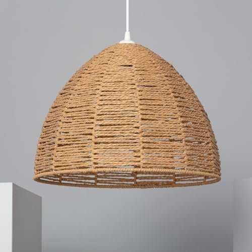 LEDKIA LIGHTING - Lámpara Colgante de Papel Trenzado Nabulo | Diseño Elegante y Único | Ideal para Salón, Dormitorio, Restaurante | Soporte E27 Máx 60W | Ajustable, Natural, Papel Trenzado