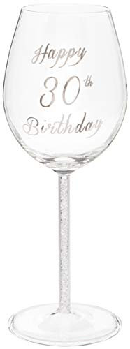 Verre à vin Maturi 30e anniversaire avec cœur gravé et détails en diamant