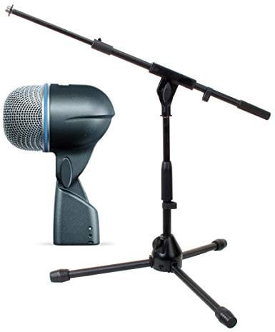 Shure Beta 52A Bassmikrofon Set - ideal für Bassdrum und tieffrequente Instrumentenabnahme - Übertragungsbereich: 20 Hz bis 10 kHz - Richtcharakteristik: Superniere - mit Galgen-Mikrofonständer