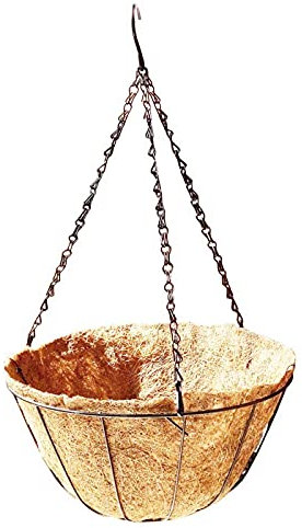 Acan Macetero Colgante Coco y Metal, 30 cm diámetro. Cesta, Maceta Colgante con Cadena y Gancho, decoración hogar, terraza, balcón, Patio, jardín (Marrón)