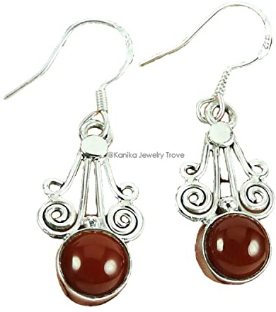 Solid 925 Sterling Silber Ohrringe für Frauen & Mädchen, sterling silberne Carelian Drop Dangle Ohrringe Statement Geschenk, Brautjungfer Geschenk, handgefertigtes Schmuck