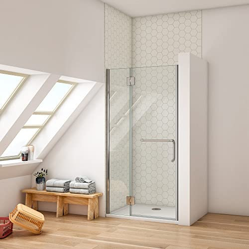 Ducha Casa 100x190cm Mampara ducha plegable con bisagra 2 hojas (una giratoria y otra fija), 8mm cristal opaco antical, barra de sujeción incluido, marco de aluminio cromado