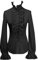YILEEGOO Women Vintage Victorian Button Down Shirts Stand Collar Frilly Ruffle Gothic Blouses Retro Flared Sleeve Tops (Black, M)