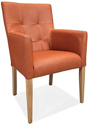 Braunes Ledersessel mit extra hoher Rückenlehne Echtleder Esszimmerstühle Kross Arm Pik Extra Stühle aus Echtleder Lederstühle Sessel mit Armlehnen Echt Leder Mondial 5329 Esszimmer Stuhl