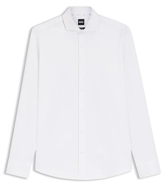 BOSS Herren H-JOE-spread-C1-222 Regular-Fit Hemd aus elastischem Baumwoll-Twill mit bügelleichtem Finish