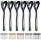 Lot de 6 cuillères à café noires Kyraton 14cm en acier inoxydable avec revêtement en titane Cuillères à café noires Cuillères à expresso Cuillères à dessert mini cuillères au lave-vaisselle