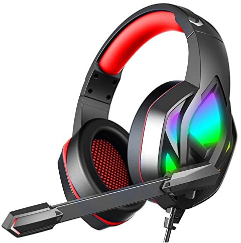 Cuffie da , cuffie over Ear con luce LED che colore, cuffie da per laptop -rosso