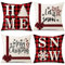 Sungeek 4er Set Weihnachten Kissenbezüge, Leinen Dekorative Zierkissenbezüge Weihnachtsmann Kissenbezug Deko Kissenhülle für Sofa Couch Schlafzimmer Wohnzimmer (50x50 cm, Rotes Plaid)