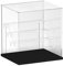 Nynelly 5 Tier Clear Acrylic Display Case for Models, Mini Figures, Pop Mart, Labubu, Sonny Angel, Smiski - Assemble Dustproof Display Box with Door, Display Stand (Black Base,Clear Step)