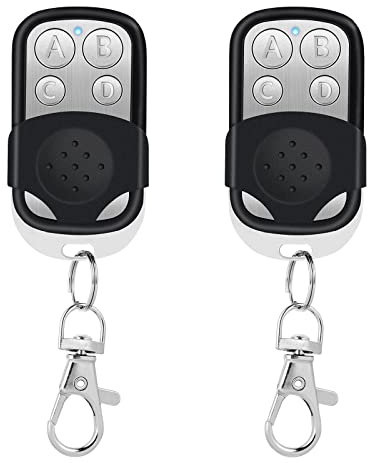 Lyneun Garagentor Handsender Fernbedienung, Klonen Garagentoröffner 433 MHz Universal, 2 Stück Drahtlose Fernbedienung Garagentor Schlüsselanhänger mit 4 Tasten für Auto Garagentor Fernschalter
