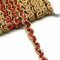 Yalulu 13 Yards Wellen Glänzendes Pailletten Stoff Ribbon Applique Trim Spitzenband Paillettenband Glitzer Borte aus Dekoband Zierband DIY Nähen Bastelprojekte (Rot-Gold)