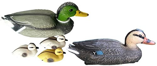 etc-shop Teichenten für Gartenteich Entenfamilie Schwimmente für Teich Stockente Deko schwimmende Teichdeko, mit Verbindungsöse Stabilisierungsgewicht