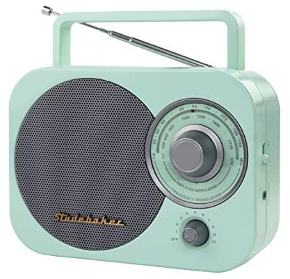 Studebaker Am/Fm Portable Retro Vintage Mint Green Radio with Headphone Jack - (Limited Edition)