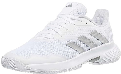 adidas Men's Courtjam Control Tennis Shoes, Footwear White/Silver Metallic/Grey One, 7.5 UK
