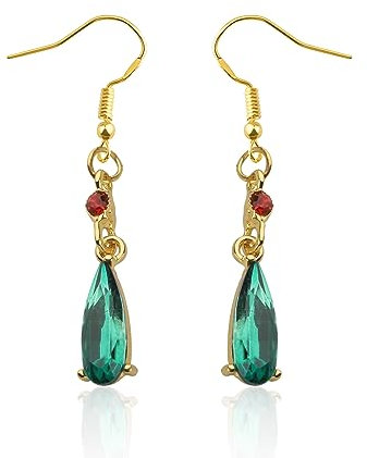 CENWA Anime-Cosplay-Ohrringe, Anime-Schmuck, grüne Kristalle, Tropfenform, Geschenk für Fans, 3.5, Kristall