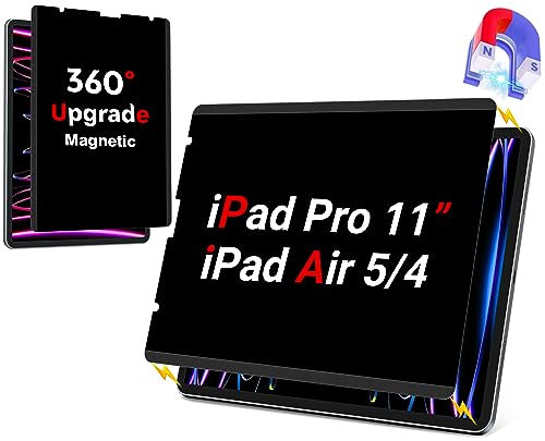 ZOEGAA 4-Wege Magnetischer Blickschutzfolie für iPad Pro 11(2022-2018)/iPad Air 5. Generation 2022/iPad Air 4 10.9, Abnehmbare Anti Blaulicht Sichtschutz Sichtschutzfolie iPad