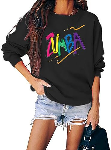 doyouwantmore Damen Mode Zumba Print Sweatshirts Casual Pullover Langarm Tops Frauen Rundhals-Sweatshirts Pullover