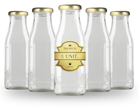 Espirito Rebelde Lot de 6 Bouteilles en Verre Vides de 500 ml avec Couvercle | Bouteilles en Verre pour Jus, Lait, Barbecue, Sauces | Idéales pour Pique-niques, Mariages et Fêtes