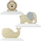 Serra Fé Tieren Regal Kinderzimmer | Regal Holz | 3 Kinder Wandregal für Deko und Organisation Ihr Kinderzimmer | Tieren Regal mit Stoffdetails