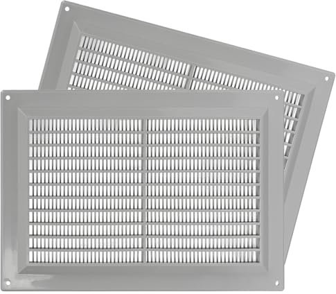 Repa Market 10'' x 7'' Inch / 250 x 170 mm - 2-Pack - Plastic Gray Vent Cover - Rectangular Duct Cover - Air Vent Louver - Protective Screen Mesh - HVAC Ventilation Exhaust Air Intake Grill
