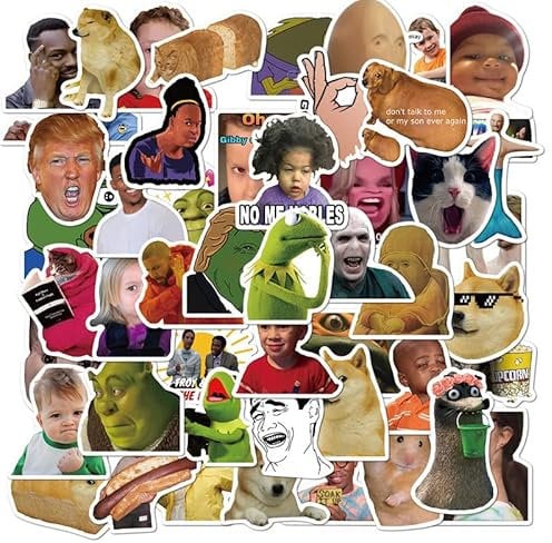 100er Set Lustige Meme Aufkleber für Laptop - Wasserdichte Vinyl Sticker für Kinder, Teens & Erwachsene - Perfekte Deko für Wasserflaschen, Scrapbook, Skateboard & Auto