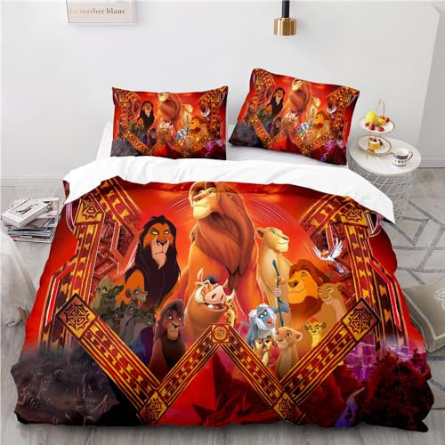 CHENGHUO König Der Löwen Bettwäsche-Set,kinderbettwäsche,Bettbezug 155 X 220cm,Kopfkissenbezug 80 X 80cm,Baumwolle/Renforcé,bettwäsche 2teilig (E,155x220cm+80x80cmx1)