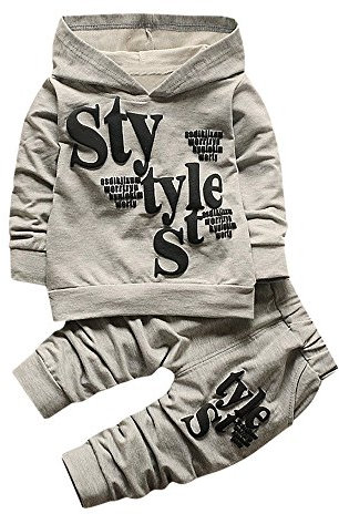 Ensemble de vêtements pour enfant avec pantalon à capuche, motif pot, lettre, 2 pièces, tenue et ensemble de vêtements de sport pour enfant, gris, 90 cm