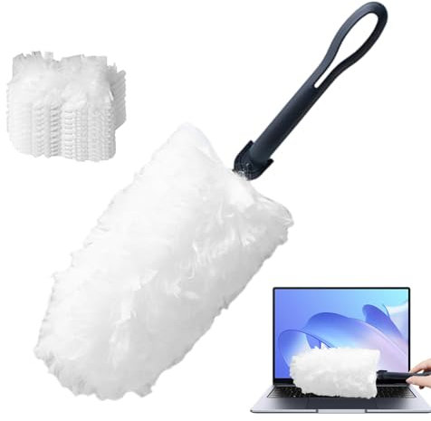 Ceiling Fan Cleaner Brush, Furniture Dust Cleaner, Extendable Handle Duster, Ceiling Fan Cleaner Brush, Window Cleaning Duster with 10 Replacement Heads for Furniture Window Cleaning Accessory