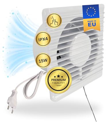 TronicXL IPX4 100mm Abluft/Zuluft Grow Lüfter Ventilator mit Netzstecker und Schalter für Homebox Growbox Growschrank Secret Jardin GrowPro DiamondBox Zelsius Mars Hydro etc.