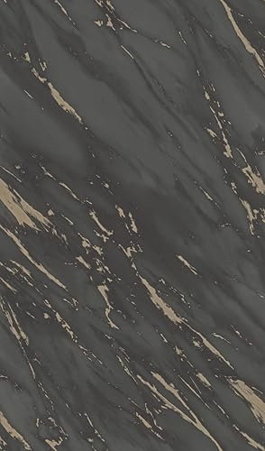 Rasch home style Tapete 200157 - Dunkle Papiertapete mit Marmor-Optik, Marmor Tapete in Schwarz und Gold - 10,05m x 0,53m (LxB)