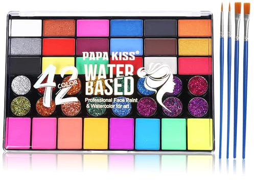 Face Painting Kit,42 Colours Face Paints For Children & Adult Include Glitter Face Paint,UV Paint,Matte & Shimmer - Washable Pride Face Paint For Festival, Party Halloween (42 colors)