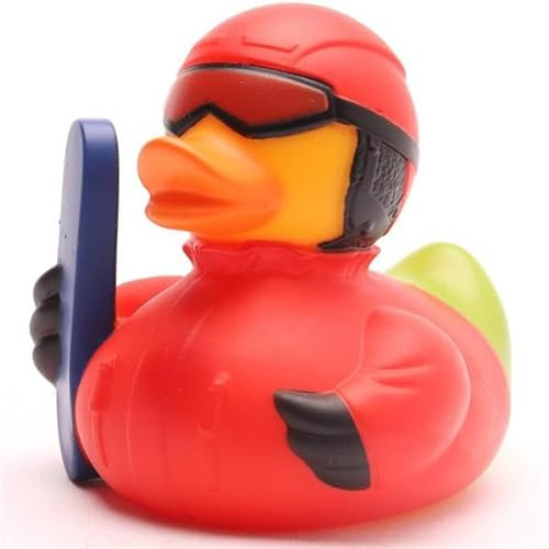 Duckshop I Snowboard Badeente inkl. Quitscheentchen-Schlüsselanhänger im Set I L9cm I Quietscheente I Geschenk für Wintersportler