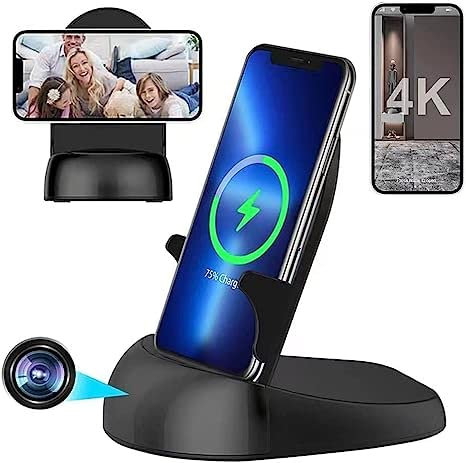 GJFJTC Hidden camera Spy camera WiFi Wireless Charger, Nanny Spy Cam Motion Activated,HD1080P/4K (Rotate Lens) with 250°Viewing Angle, camaras espias ocultas for Home Office Security(2.4/5G)