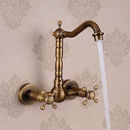 MIAOMI Badezimmer-Wasserhahn, Wasserhahn, antiker Doppelwaschbecken-Wasserhahn, antiker Bronze-Wasserhahn, Kupfer-Wasserhahn