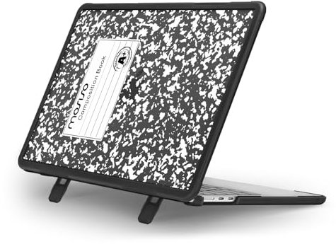 MOSISO Hülle Kompatibel mit MacBook Air 13 Zoll Case 2025-2022 M4 A3240 M3 A3113 M2 A2681, Kompositionsbuch Heavy Duty Stoßfeste Hartschalenhülle mit Klappständer für MacBook Air 13,6 Zoll, Schwarz