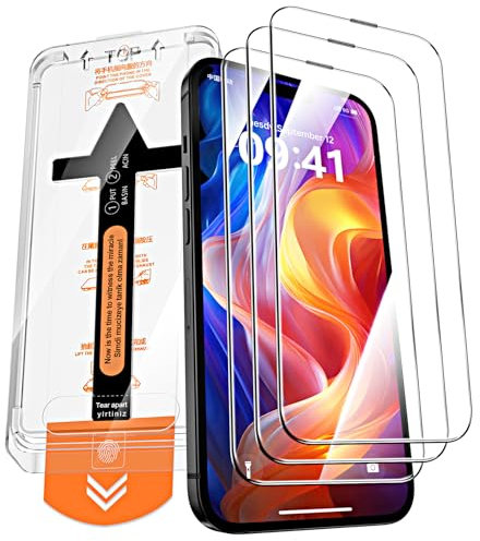 QUESPLE [3 Stück] Panzerglas Schutzfolie für iPhone 16 Pro, [Auto-Installation] Anti-Kratzen, Ultra-klar, Anti-Bläschen Gehärtetem Glas Displayschutzfolie für iPhone 16 Pro