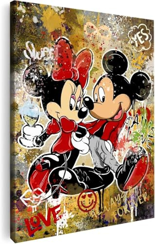 Artmazing | Mickey Minnie Bild bunt | S-Art Bilder | Mickey Minnie Bilder Modern | Coole Wandbilder Wohnzimmer | Wandbild Mickey Minnie Deko XXL | Bild Leinwand XXL | Mickey Minnie Bilder Wand
