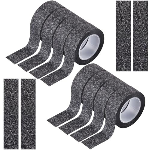 GORGECRAFT 8 Rotoli*10m Fai da Te Glitterato Nastro Washi Set 15mm Largo Nastro Decorativo Scintillante Nastro Adesivo Nero Nastro Adesivo per Scrapbooking Forniture Nastro Washi per Diario Libro