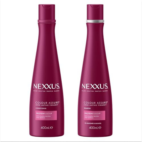 Nexxus Color Assure Shampoo 1x 400ml & Conditioner 1x 400ml mit Elastin und Quinoa für gefärbtes Haar zur Erhaltung der Haarfarbe und Intensität - 2er Set