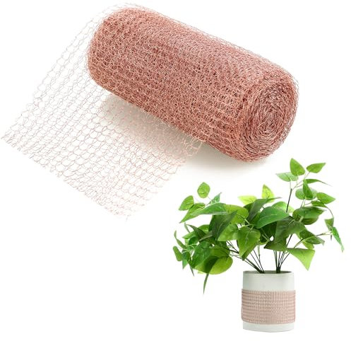 Rete Rame Anti Insetti Roditori，12,7 cm x 10 m Rete in Rame a Doppio Strato，Recinzione per Lumache，Per controllare lumache, parassiti, topi e altri parassiti e proteggere le piante da giardino