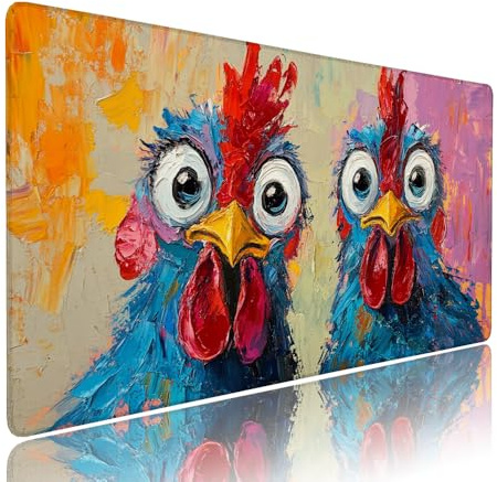Gaming Mauspad XXL 700x400x3mm Farbe Huhn Mousepad Groß Desk mat, üro Zubehör Unterlage Schreibtisch WassXerdicht mit Vernähten Kanten und rutschfeste Gummibasis, für Laptop und PC Zubehör d-135