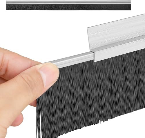 Bürstendichtung Türdichtung mit Bürste aus Aluminium – 100cm Türbesen Zugluftstopper für Türen, Fenster, Schiebetüren, Garagentore Insektenschutz Geräuschdämmung