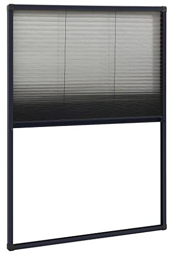 Moustiquaire Enroulable pour Fenêtre de Toit, Moustiquaire plissée pour fenêtre Aluminium Anthracite 80x120cm