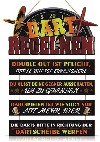 TOARTi Vintage Darts Regeln Deko Retro Dartzimmer Türschild Hängedeko Lustiger Spruch Türhänger Schild für Bar Kneipe Männerhöhle Geschenk für Dartspieler