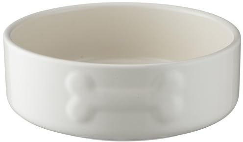Mason Cash: Embossed Bone Dog Bowl - Cream - 5.9, 17oz - Durable Ceramic Food & Water Dish, Microwave & Dishwasher Safe, Pet Meal Feeding & Hydration