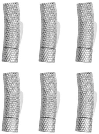 DELORIGIN 6 Stück Leder Endkappen zur Schmuckherstellung 6.5mm Bajonettverschlüsse aus Edelstahl Säulenverschlüsse mit Schachbrett Lederkordel Endverbinder Verschluss für Armbänder Halsketten(schwarz)