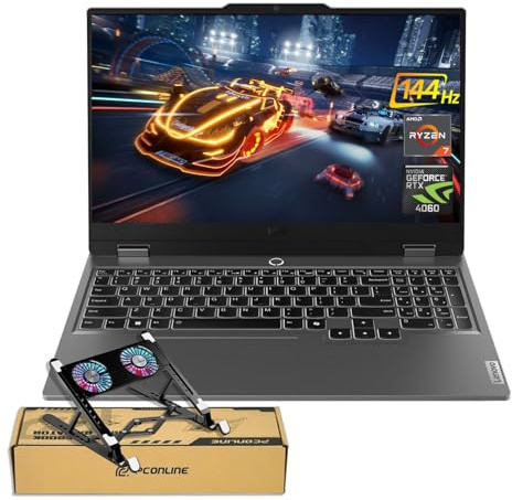Lenovo LOQ 15 15AHP9 RTX 4060 Pro AI Gaming Laptop, 15.6 FHD 144Hz, AMD Ryzen 7 8845HS, NVIDIA RTX 4060, 32GB DDR5 RAM, 1TB SSD, tastiera retroilluminata, RJ-45, bundle con raffreddamento PCO Laptop